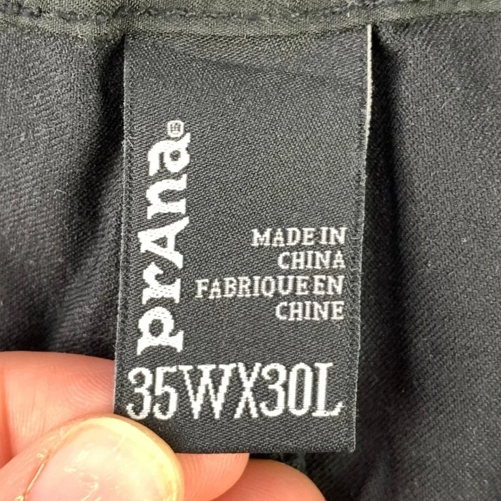 prAna Zogger Pants Mens 35x30 Black Hiking Cargo Outdoor Belted Tech Performance